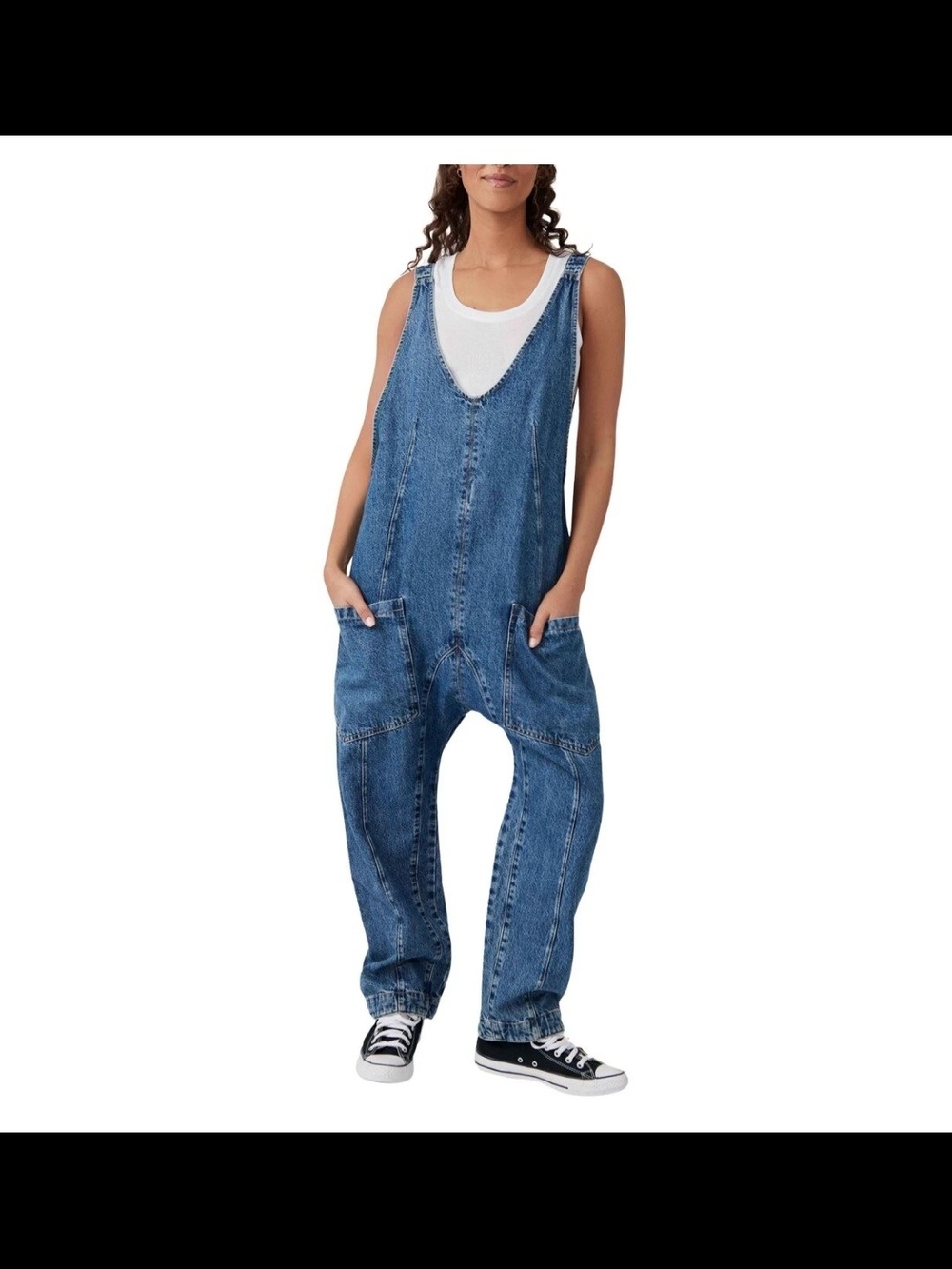 Free People Blue Denim Jumpsuit Size SM